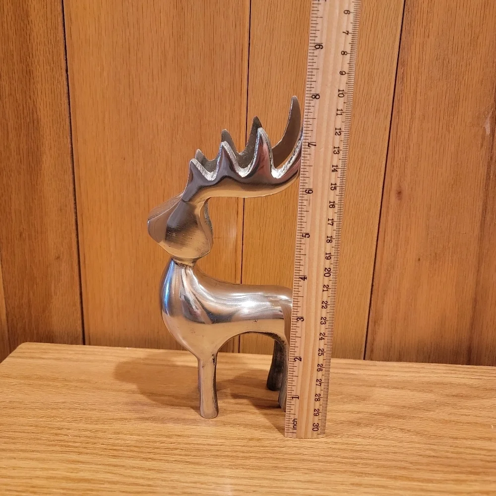 Pair Silver Metal Tabletop Deer 8